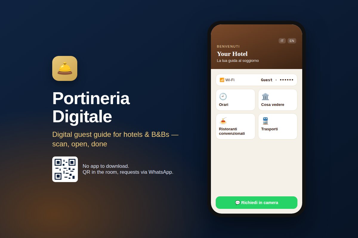Portineria Digitale digital guest guide for hotels opened from a QR code